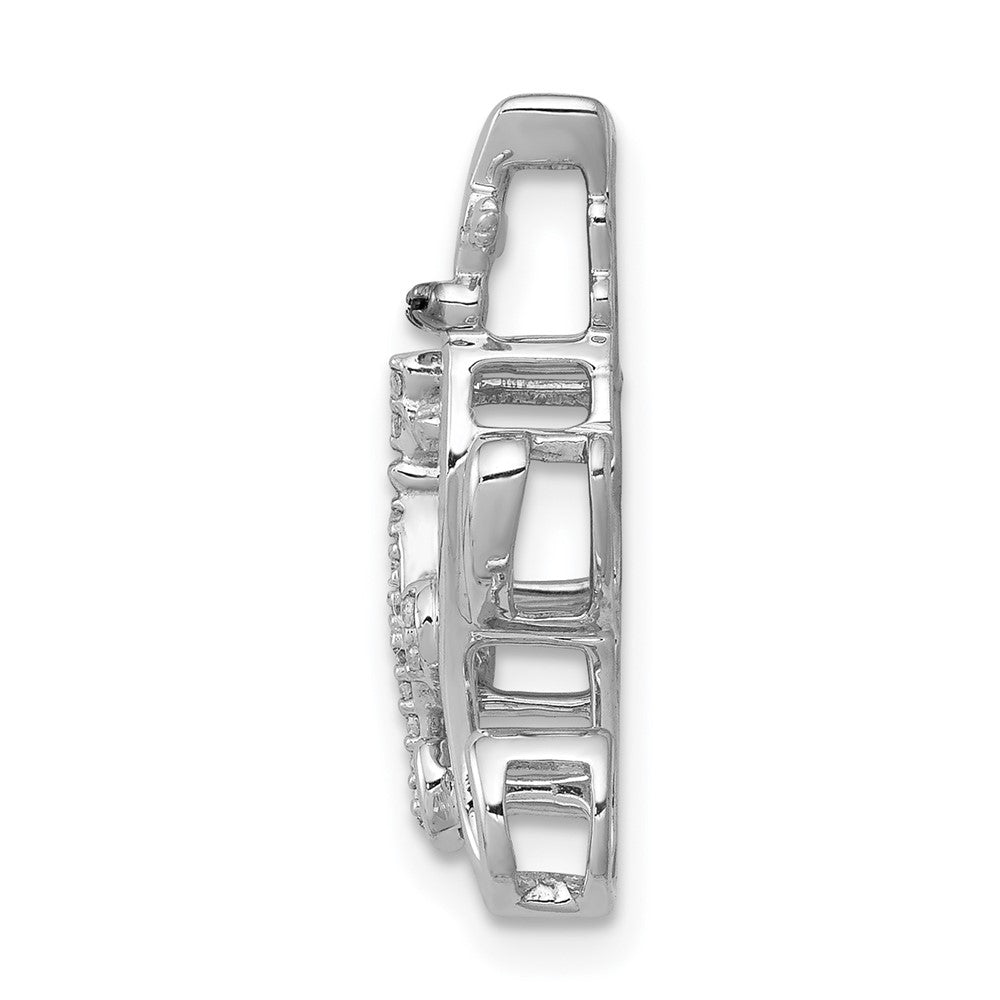 14k White Gold White and Black Accent Diamond Cats Chain Slide