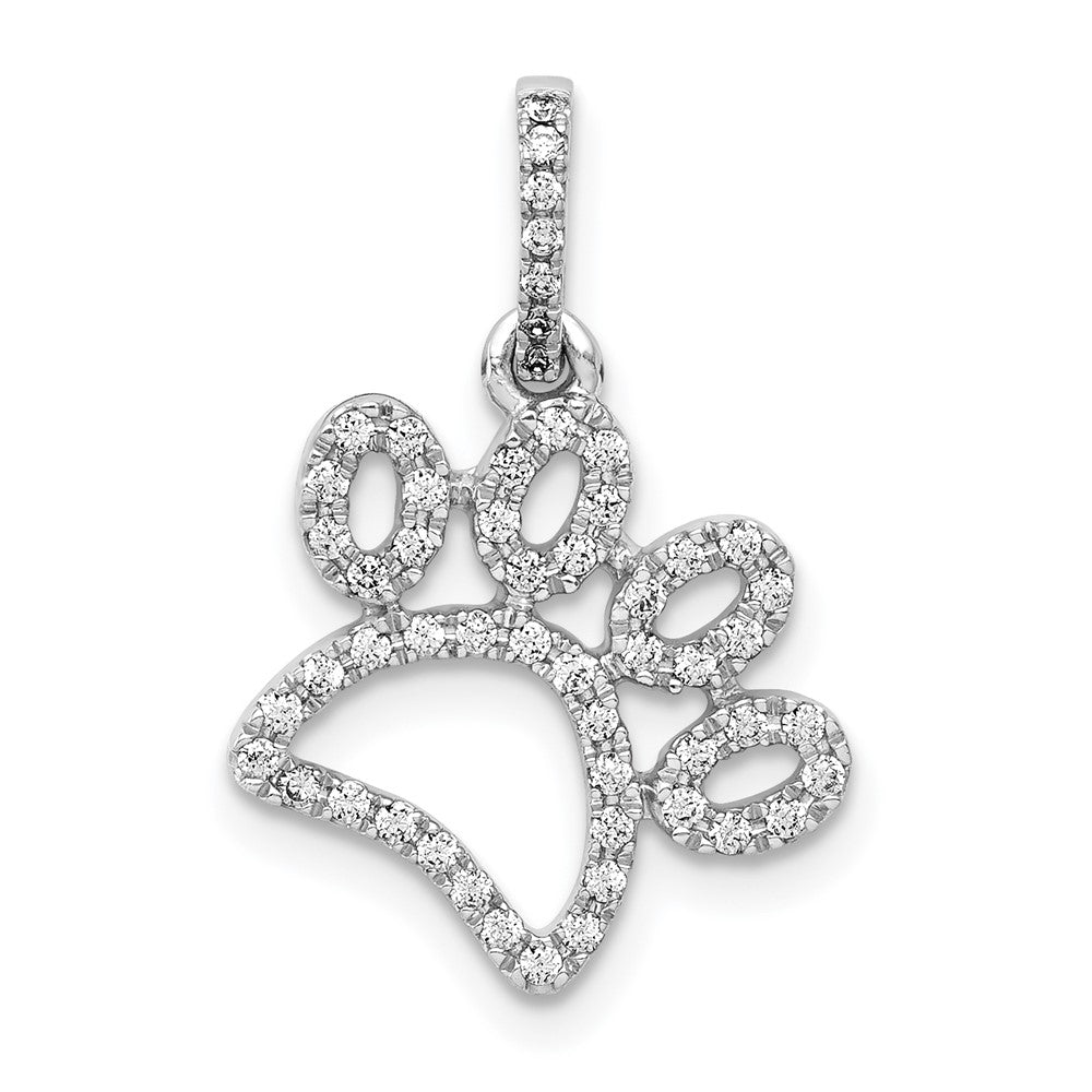 14k White Gold 1/4ct. Diamond Paw Print Pendant