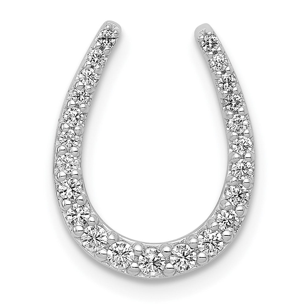 14k White Gold 1/4 carat Diamond Horseshoe Chain Slide