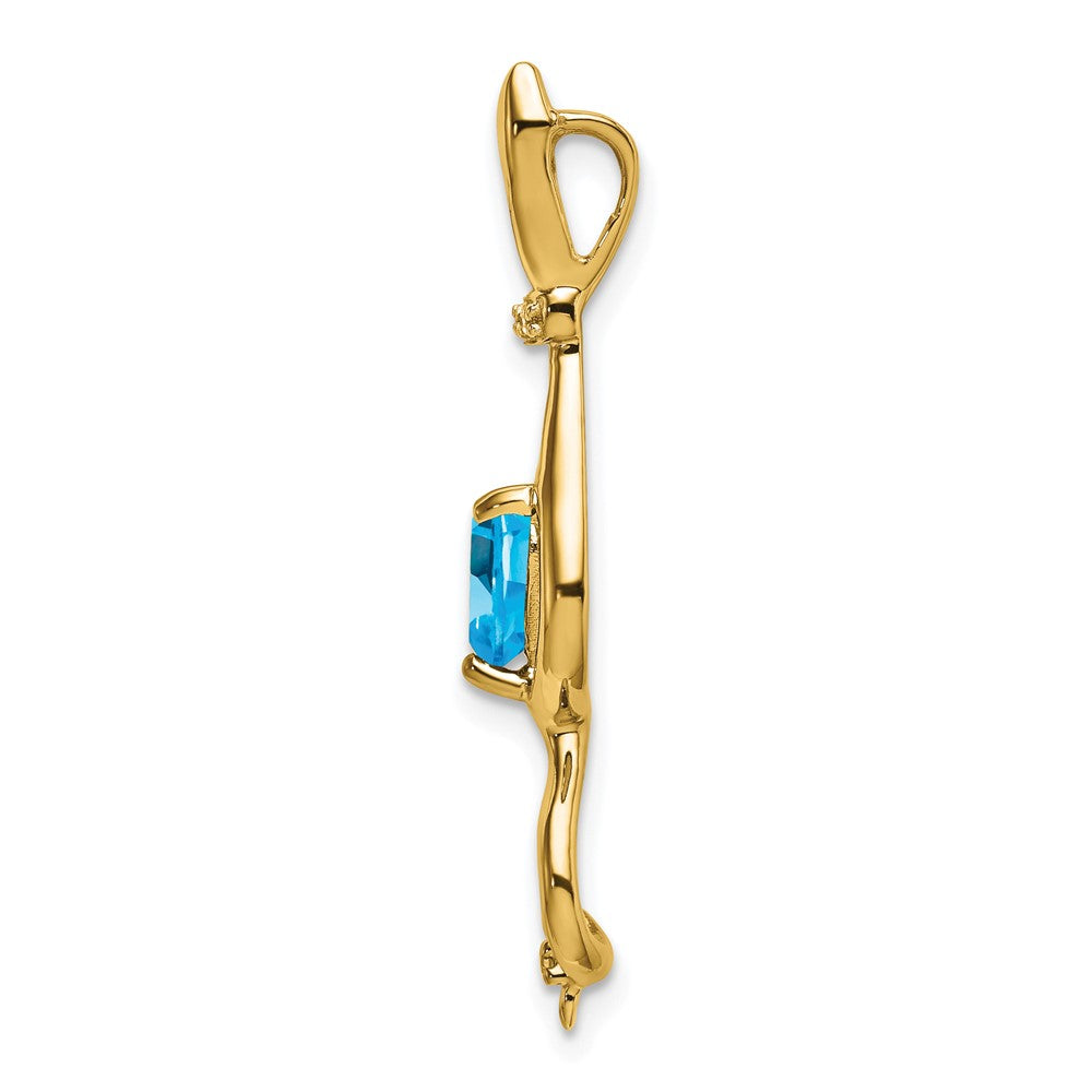 10k Heart Blue Topaz and Diamond Cat Pendant