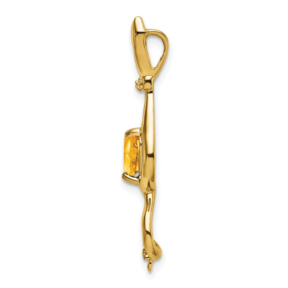 10k Heart Citrine and Diamond Cat Pendant