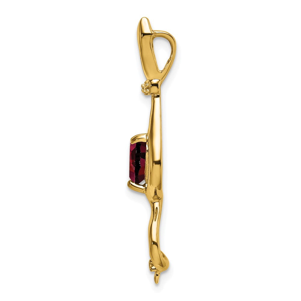 10k Heart Garnet and Diamond Cat Pendant
