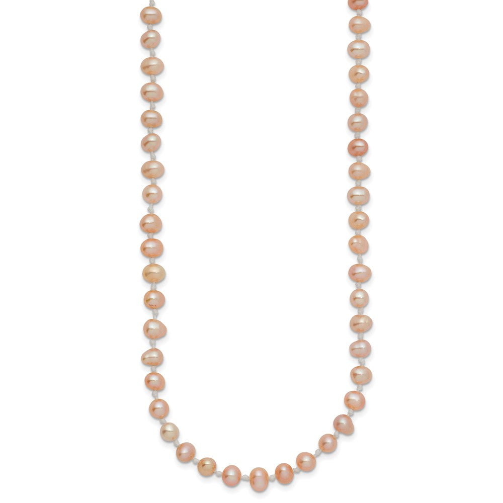 14k 4- Pink Near Round Freshwater Cultured Pearl Necklace