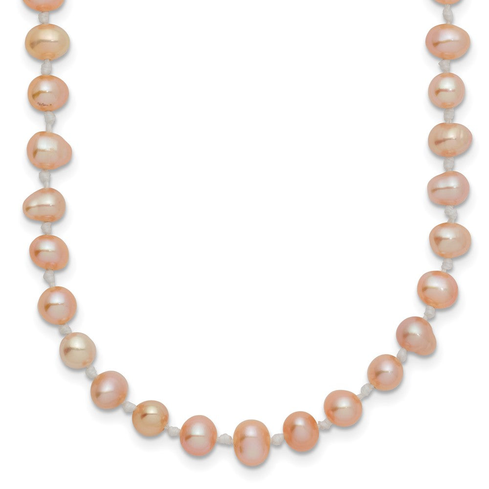 14k 4- Pink Near Round Freshwater Cultured Pearl Necklace