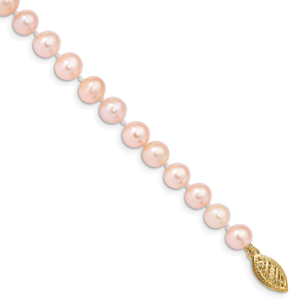 14k 5- Pink Near-Round Freshwater Cultured Pearl Bracelet