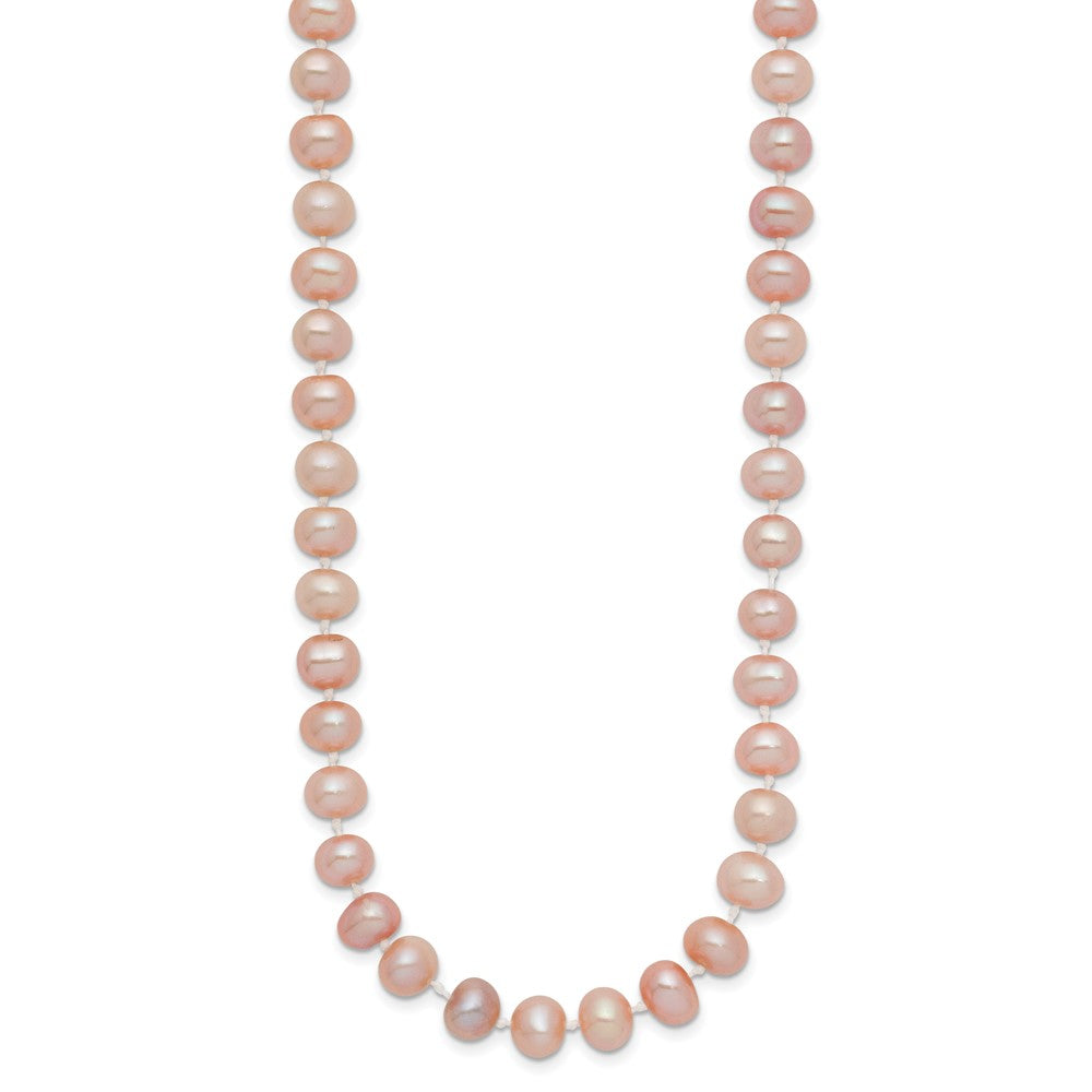 14k 6- Pink Near Round Freshwater Cultured Pearl Necklace