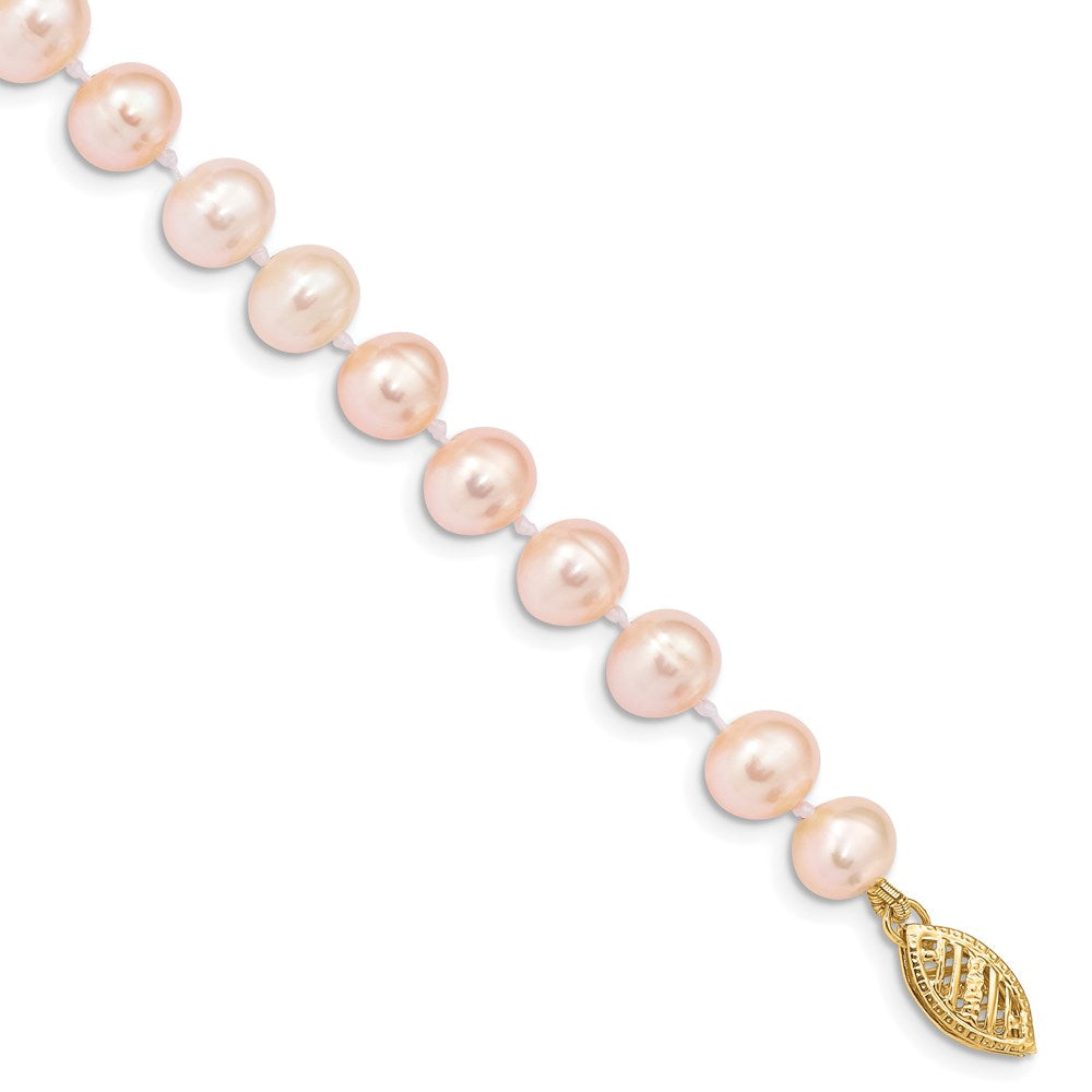 14k 6- Pink Near Round Freshwater Cultured Pearl Bracelet