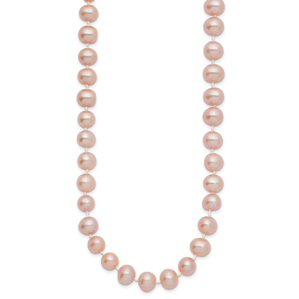 14k 7- Pink Near Round Freshwater Cultured Pearl Necklace