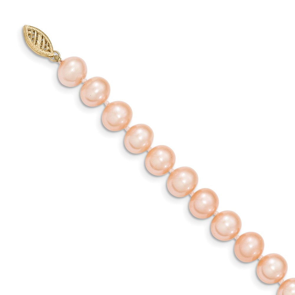 14k 8- Pink Near Round Freshwater Cultured Pearl Necklace