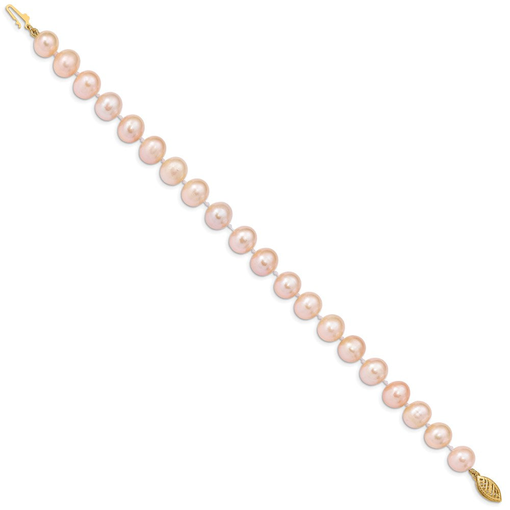 14k 8- Pink Near Round Freshwater Cultured Pearl Bracelet