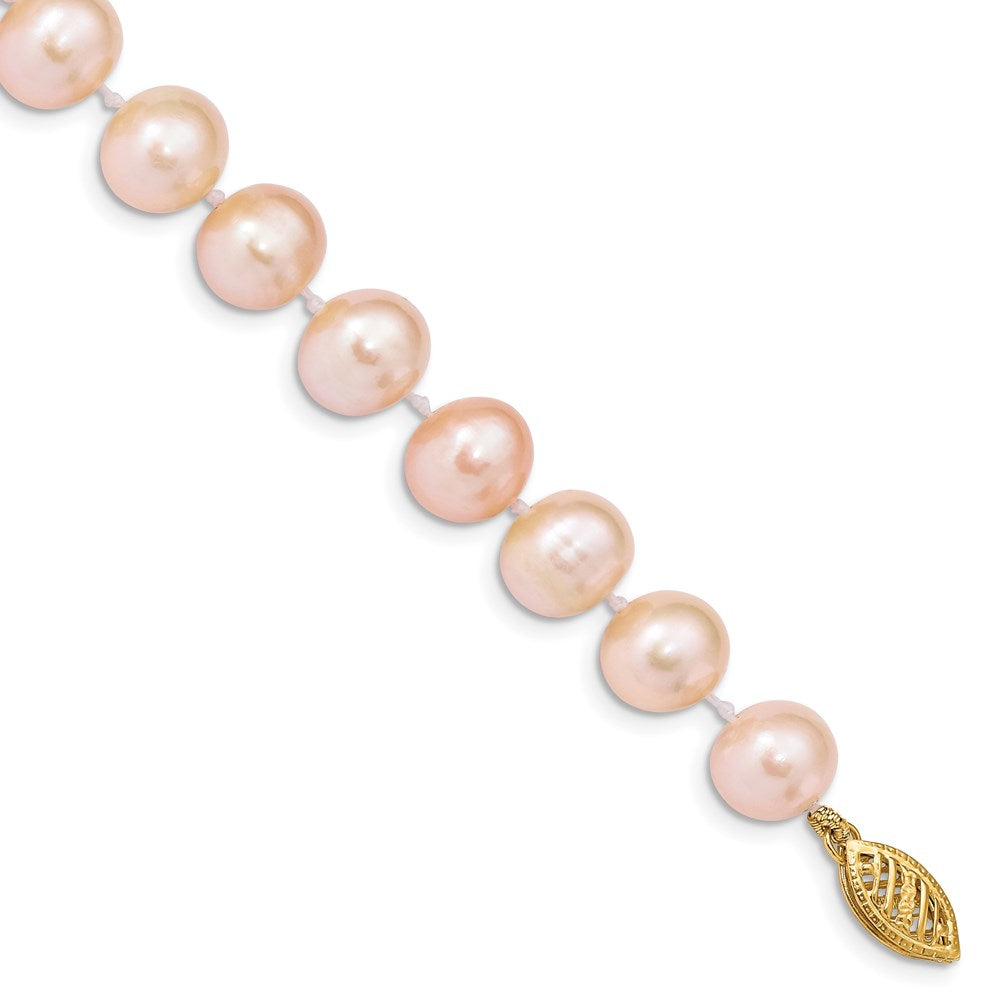 14k 8- Pink Near Round Freshwater Cultured Pearl Bracelet