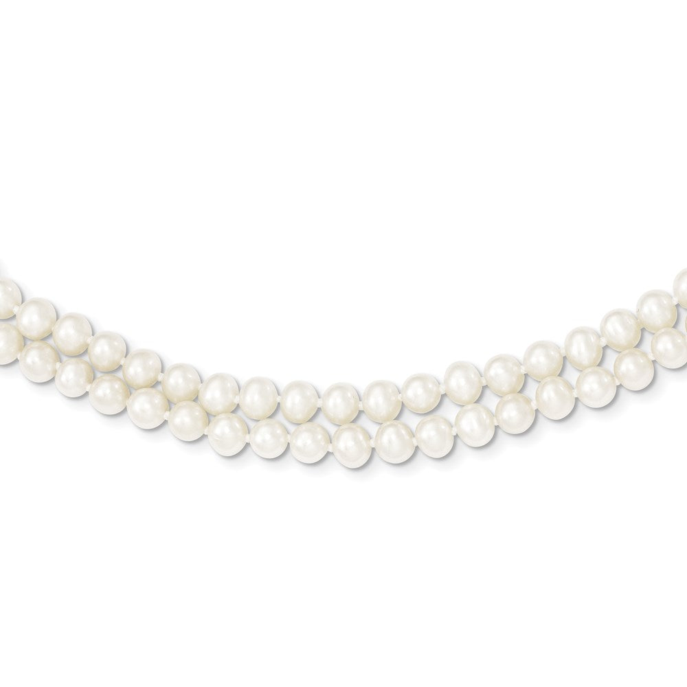 14k 5- White Near Round FW Cultured Pearl 2-strand Necklace