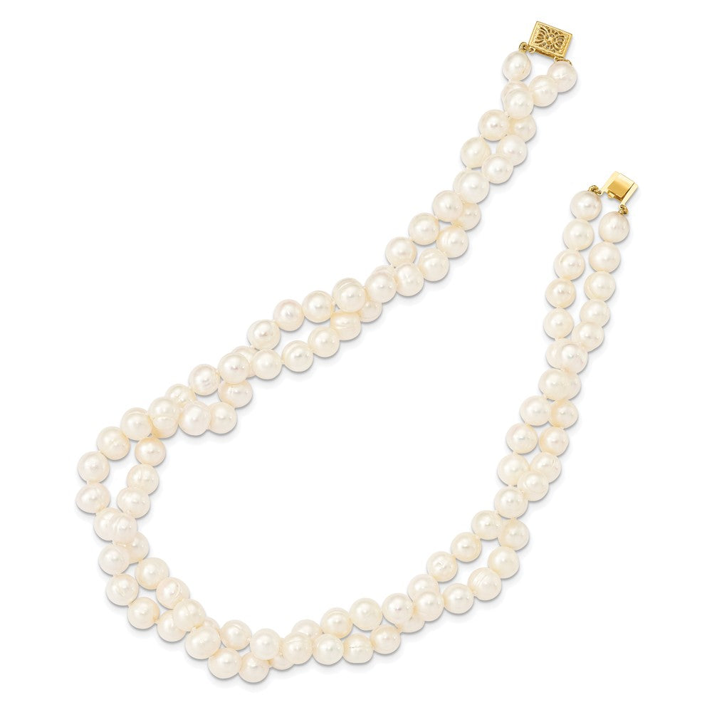 14k 7- White Freshwater Cultured Pearl 2-strand Necklace