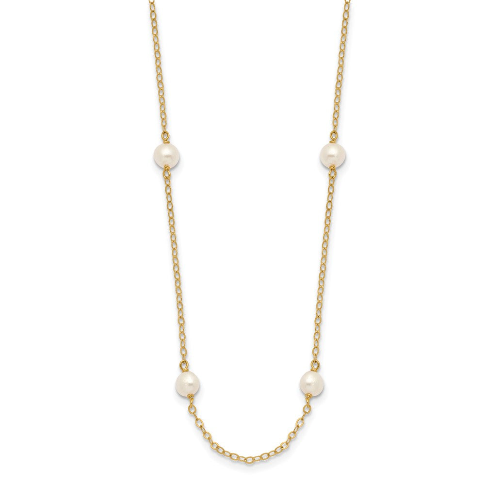 14K 4- White Near Round Freshwater Cultured Pearl 8-station Necklace