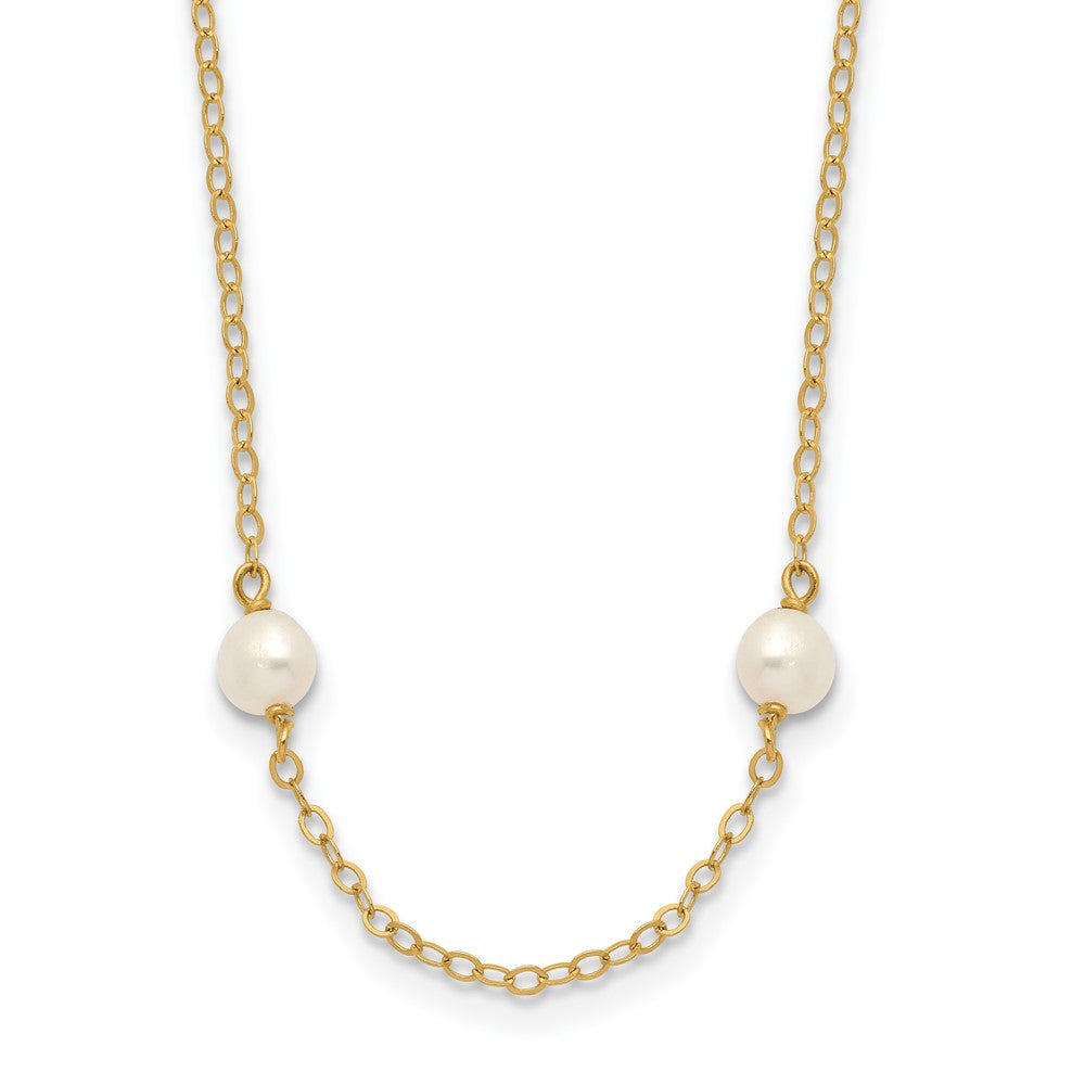 14K 4- White Near Round Freshwater Cultured Pearl 8-station Necklace