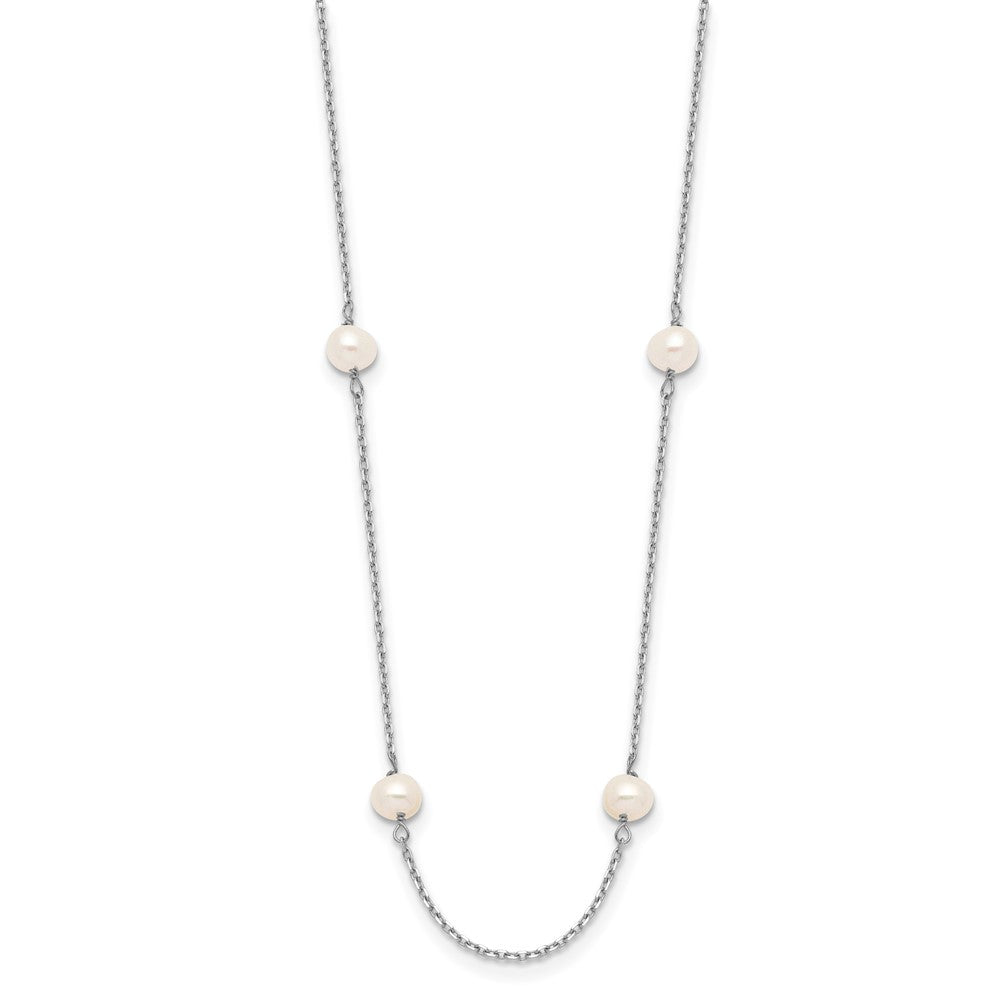 14k White Gold 4- White Near-Round Freshwater Cultured Pearl 8-Station Necklace