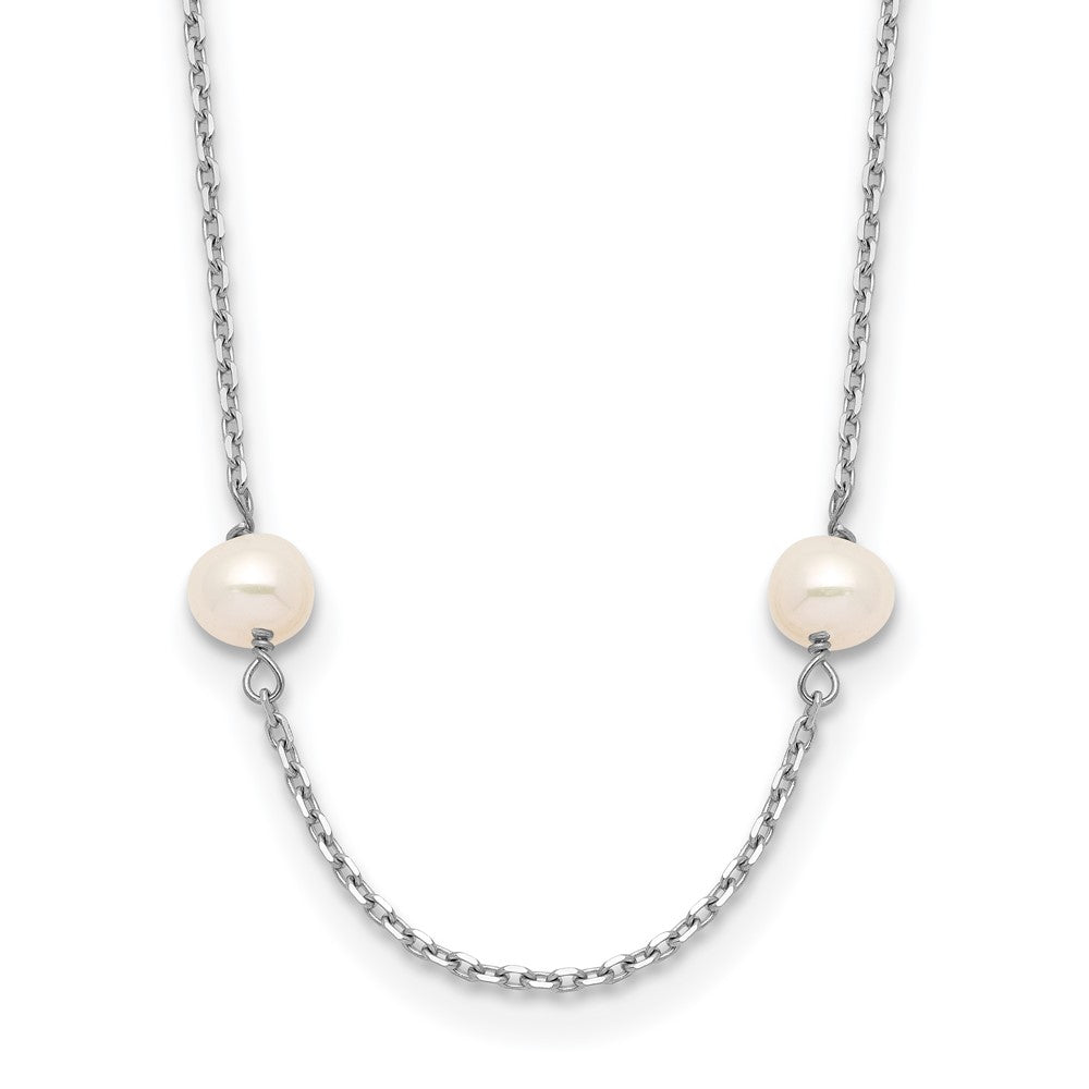 14k White Gold 4- White Near-Round Freshwater Cultured Pearl 8-Station Necklace