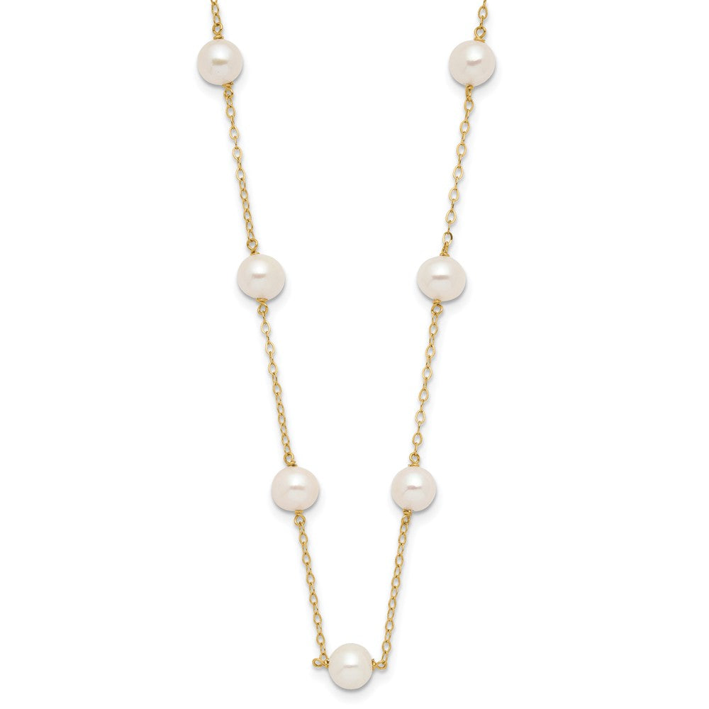 14k 5.5- White Near-Round Freshwater Cultured Pearl 12-Station Necklace
