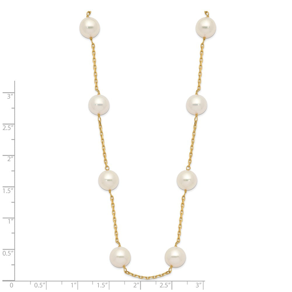 14K 8- White Round Freshwater Cultured Pearl 14-station Necklace