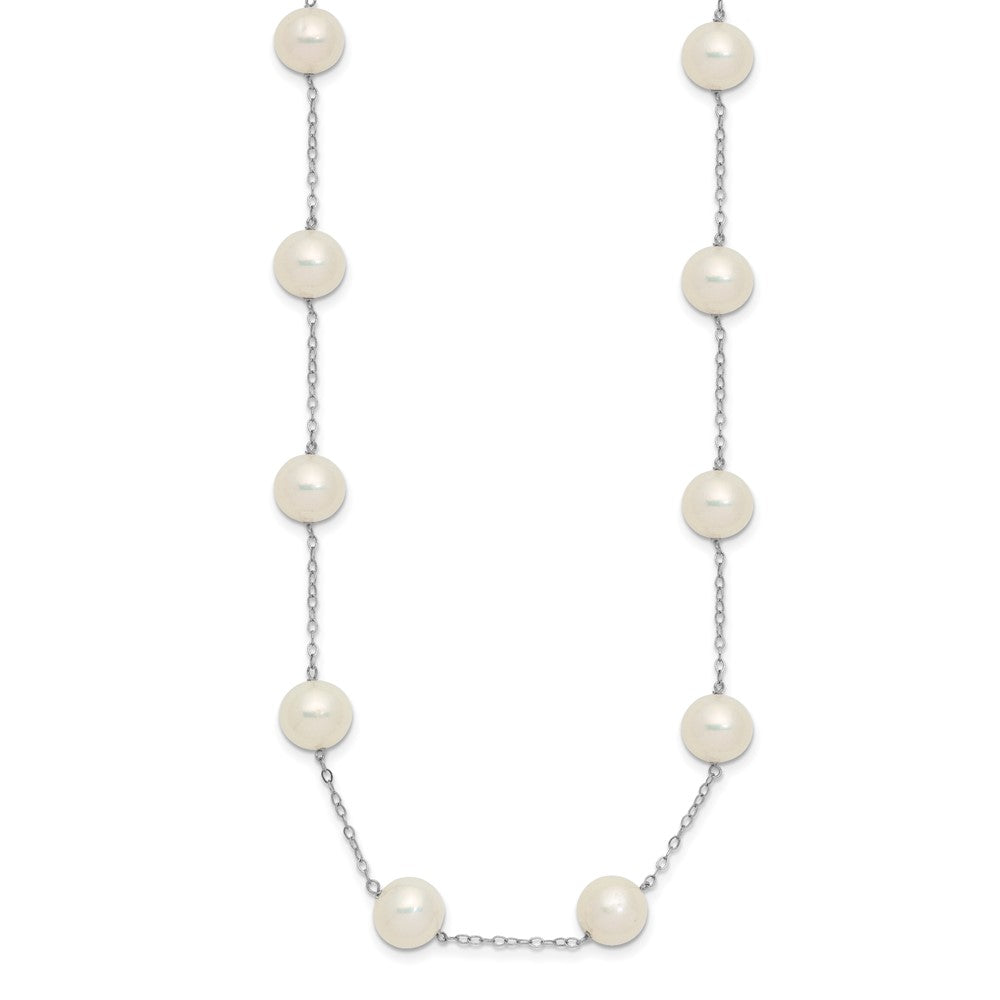 14K White Gold 8- White Freshwater Cultured Pearl 14-station Necklace