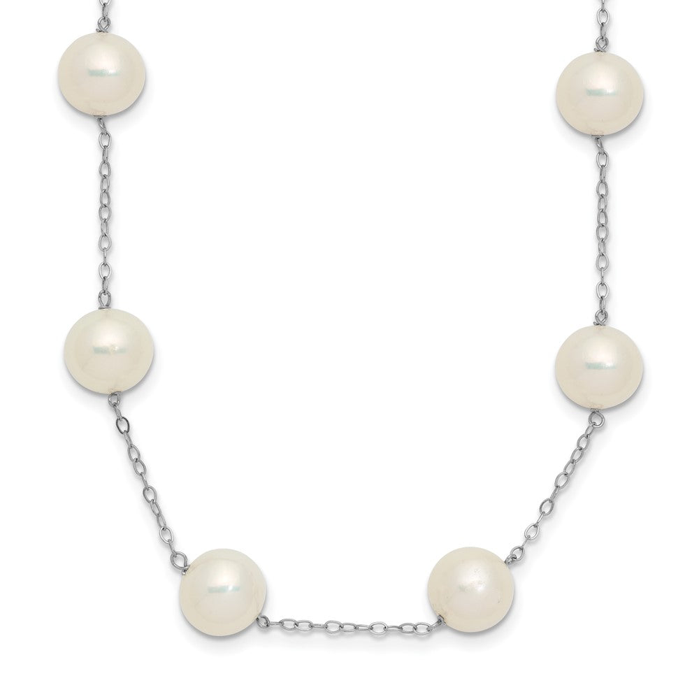 14K White Gold 8- White Freshwater Cultured Pearl 14-station Necklace