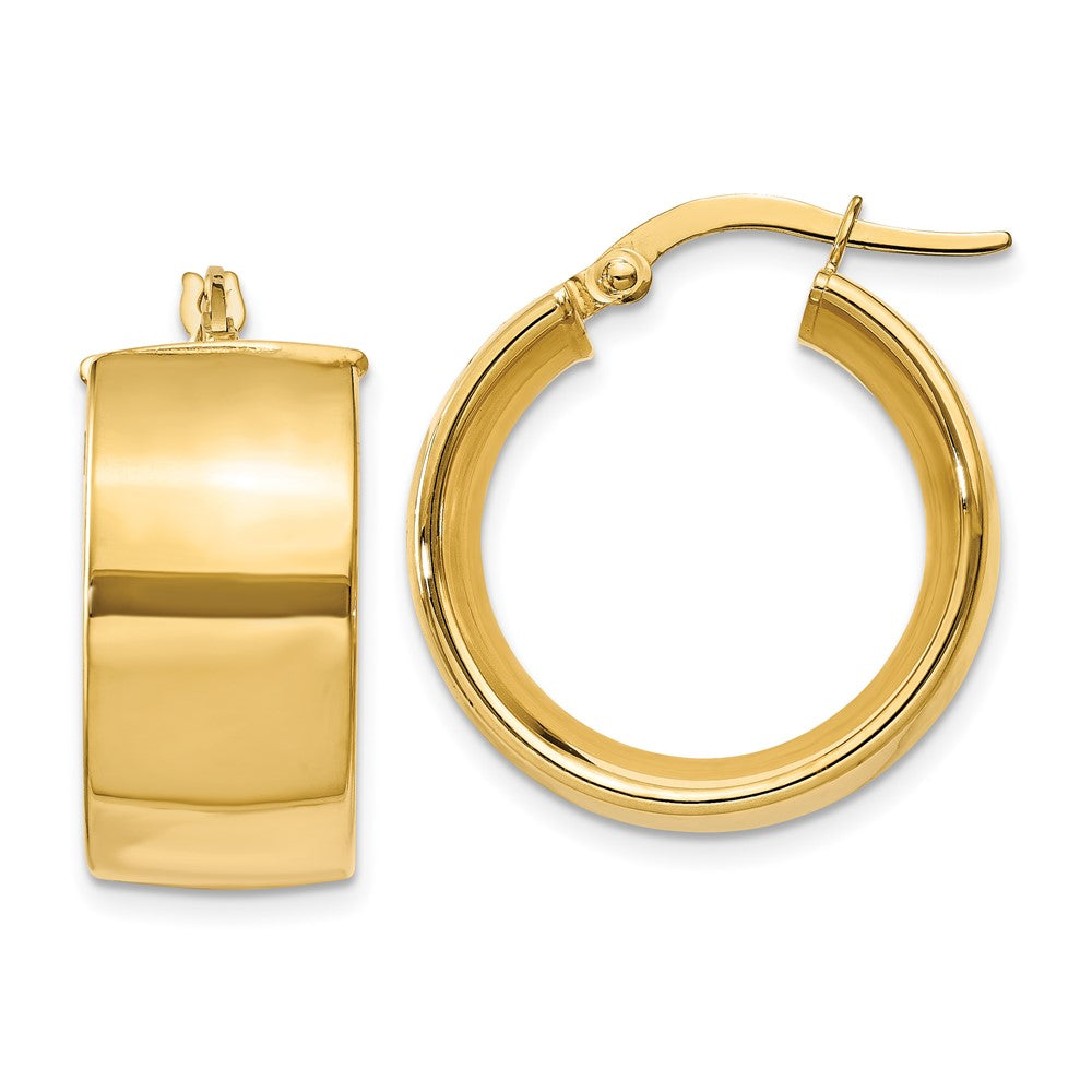 14k Polished Round Hoop Earrings