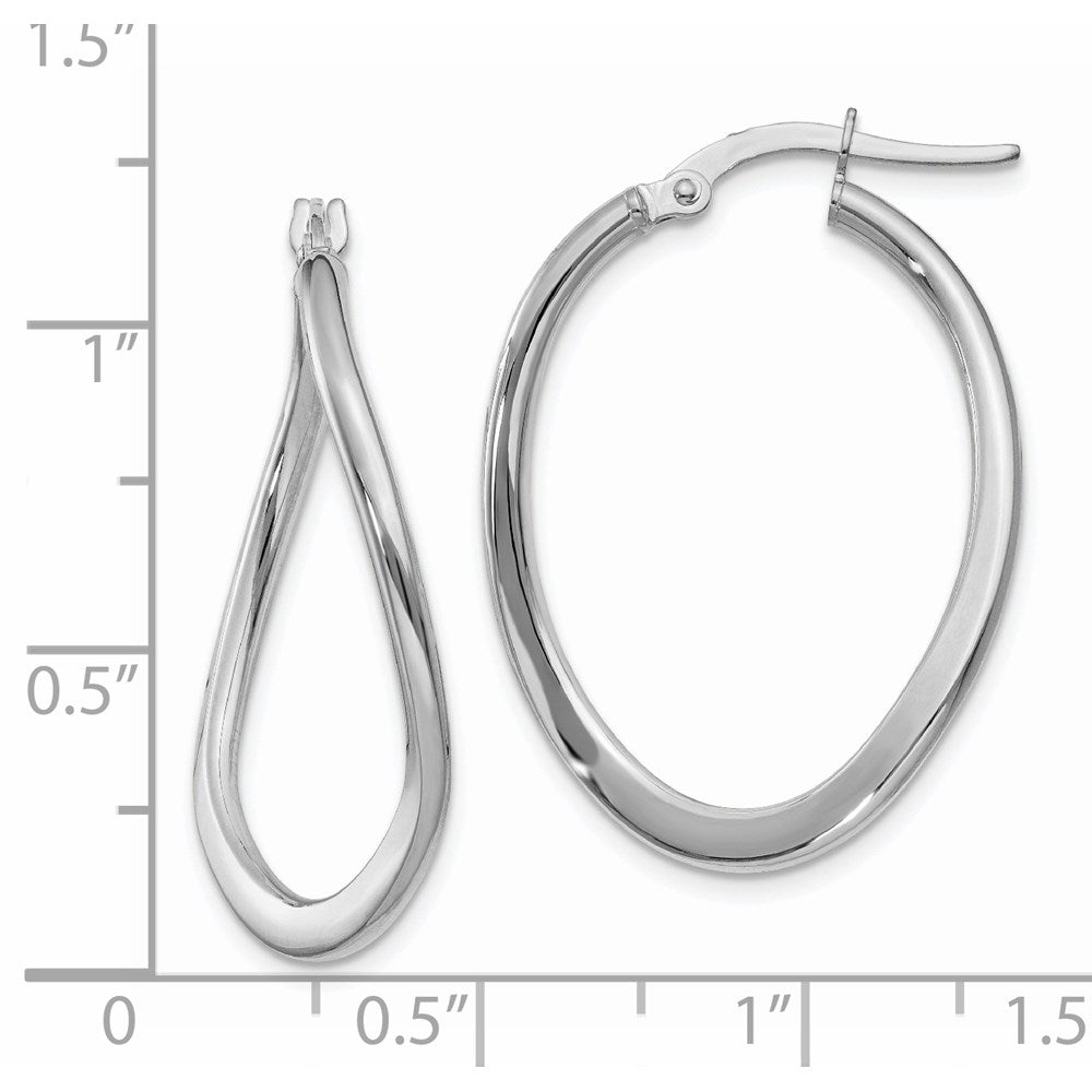 14k White Gold Tapered Twist Hoop Earrings