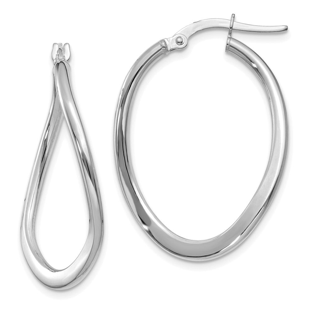 14k White Gold Tapered Twist Hoop Earrings