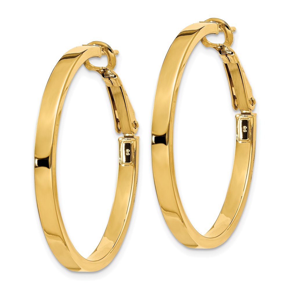 14k 3x Polished Square Tube Round Hoop Earrings