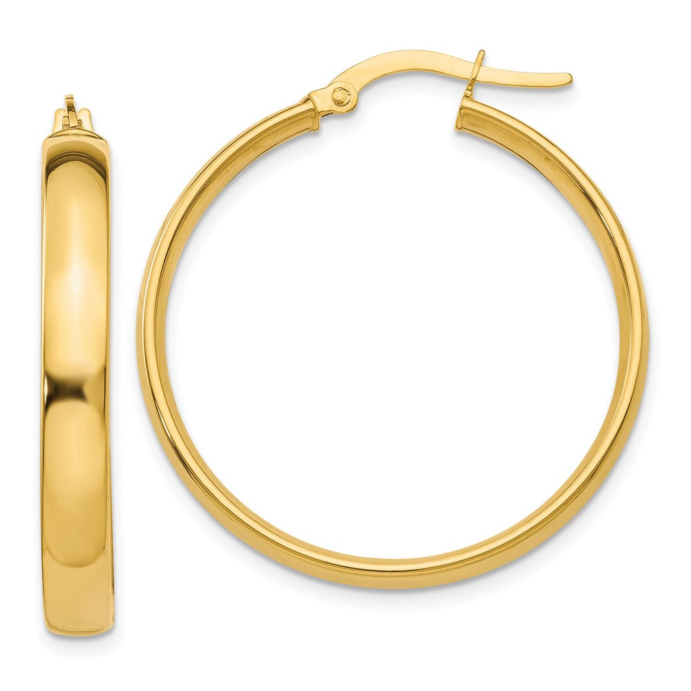 14k 4x Polished Tube Hoop Earrings