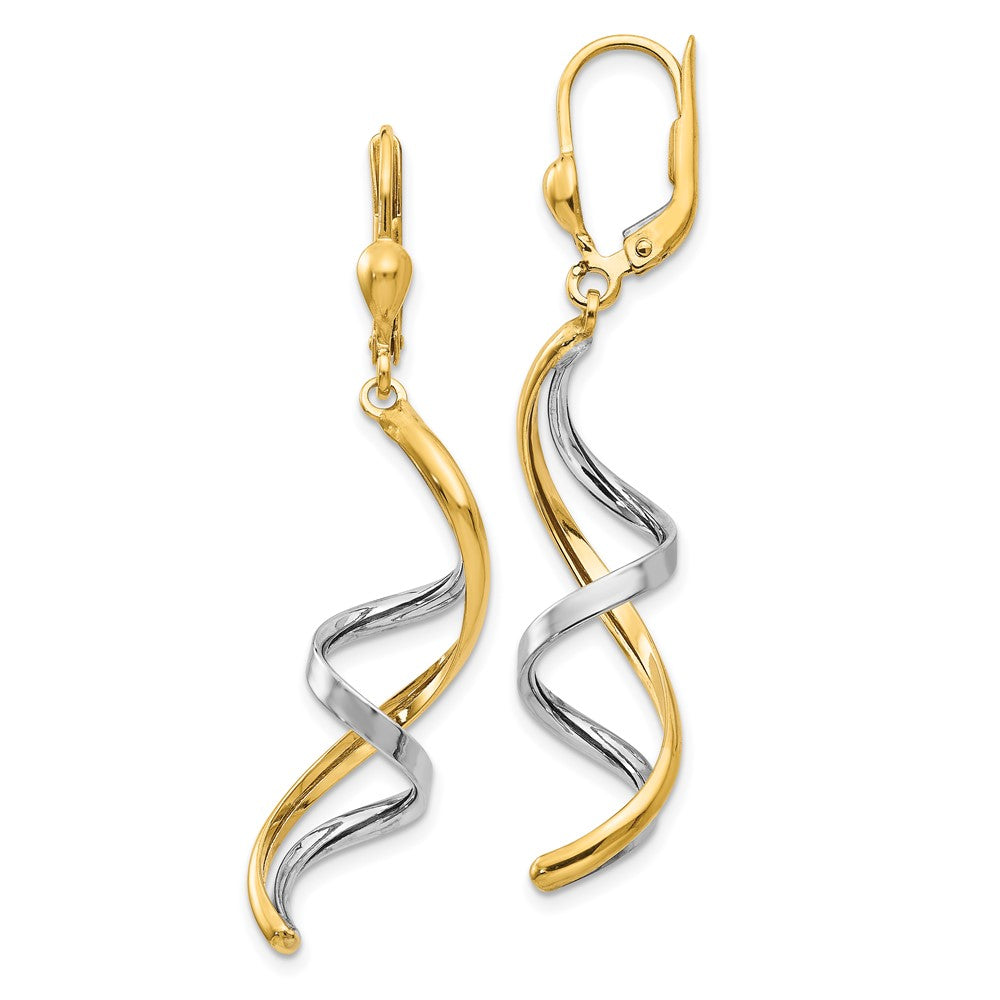 14K Two-tone Spiral Leverback Earrings