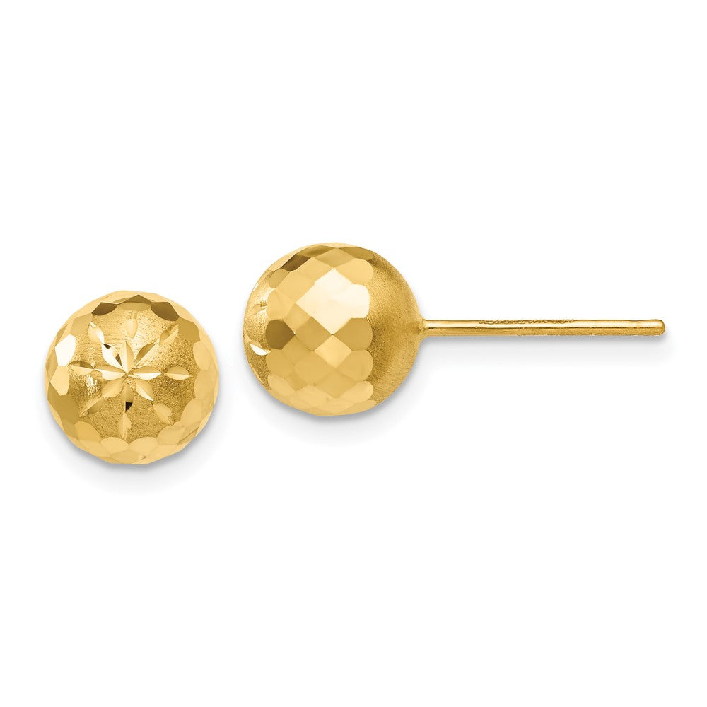 14k Diamond-cut Mirror Ball Post Earrings