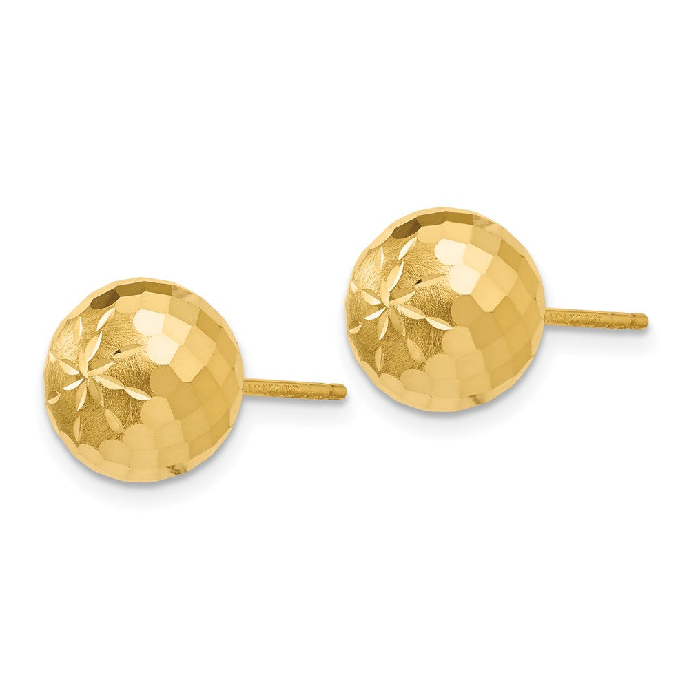 14k Diamond-cut Puffed Mirror Ball Post Earrings