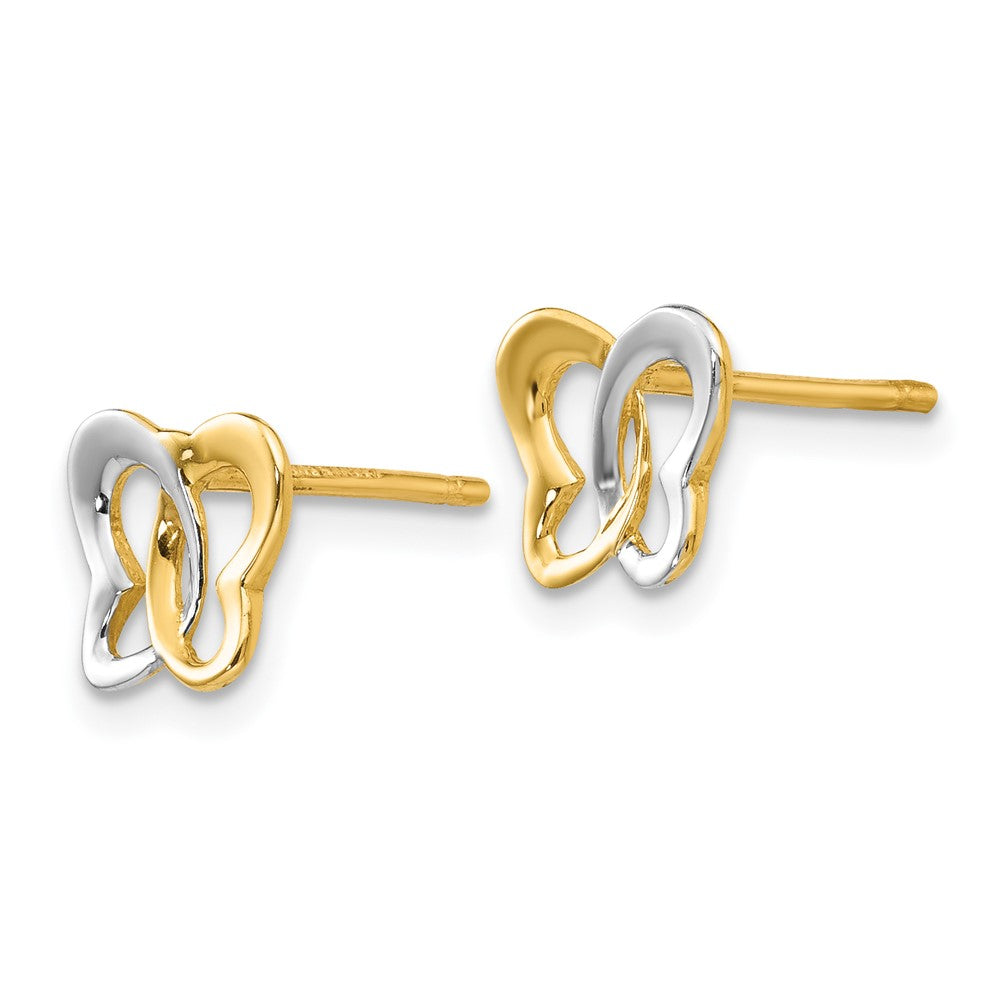 14K & Rhodium Butterfly Post Earrings