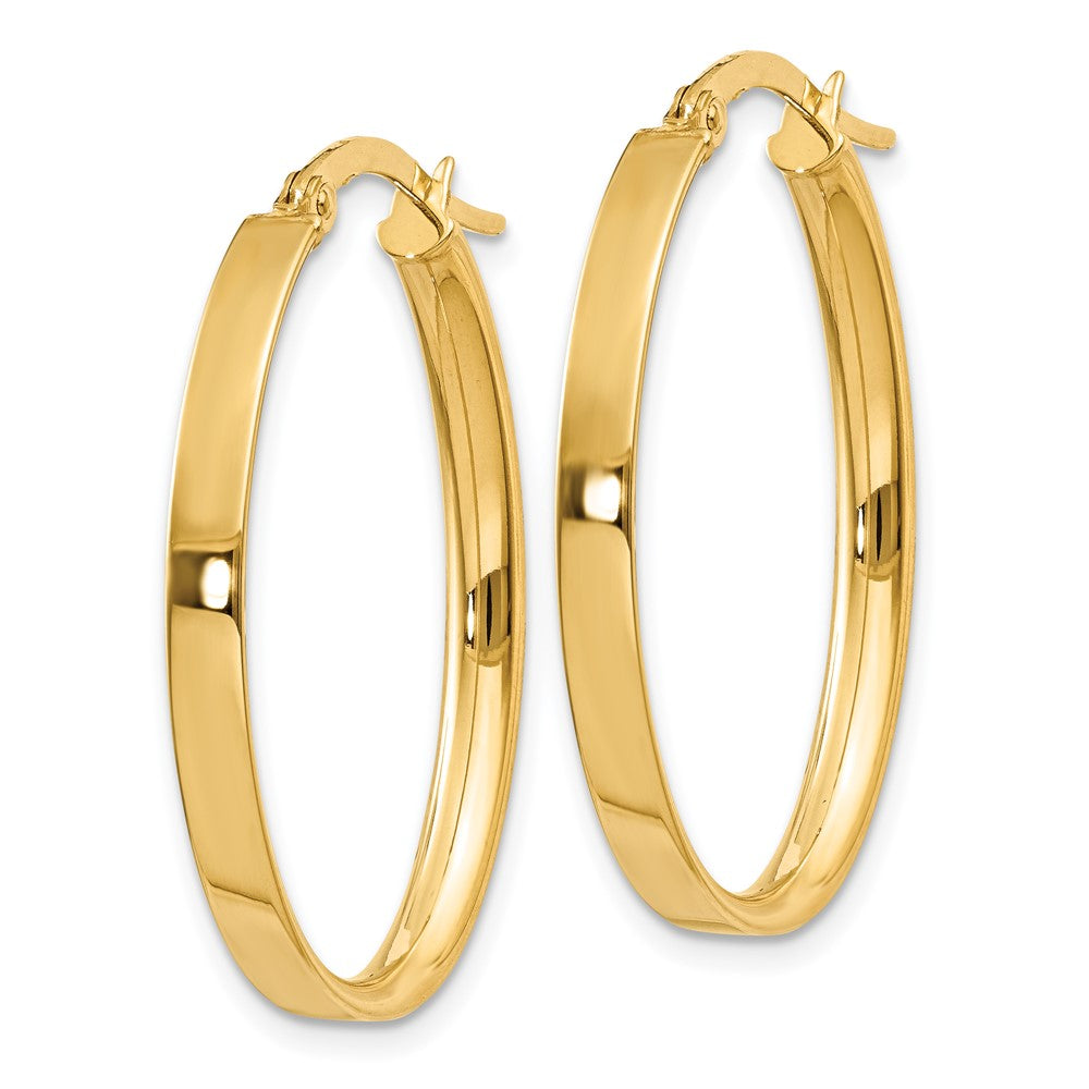 14K 3x Oval Tube Hoop Earrings