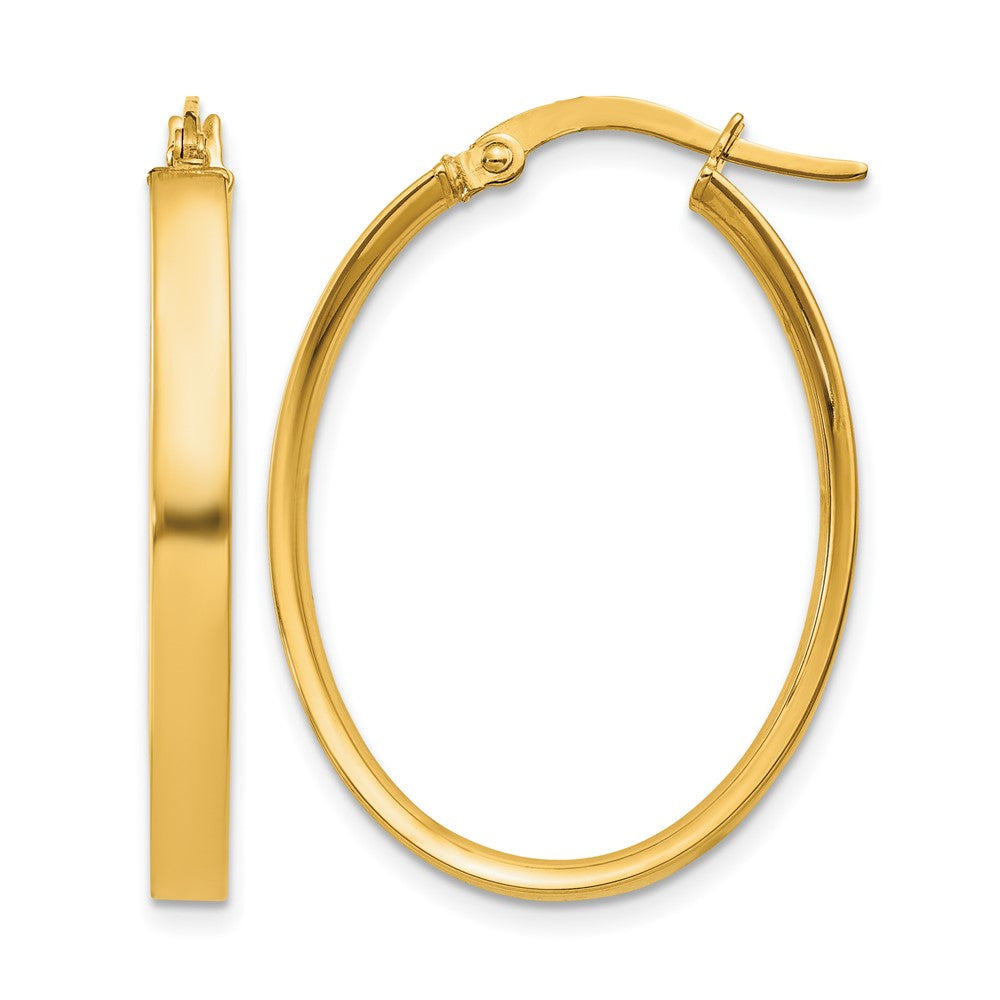 14K 3x Oval Tube Hoop Earrings