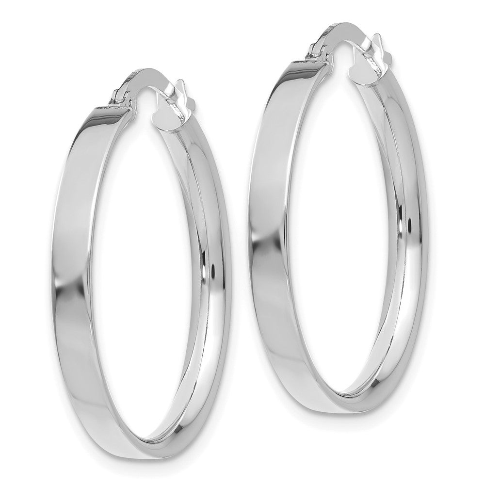 14K White Gold Medium Hoop Earrings