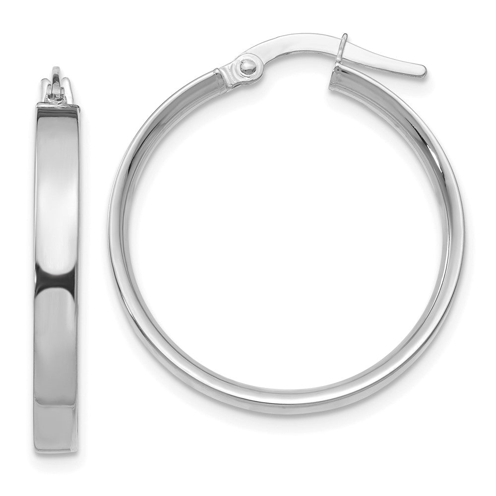 14K White Gold Medium Hoop Earrings