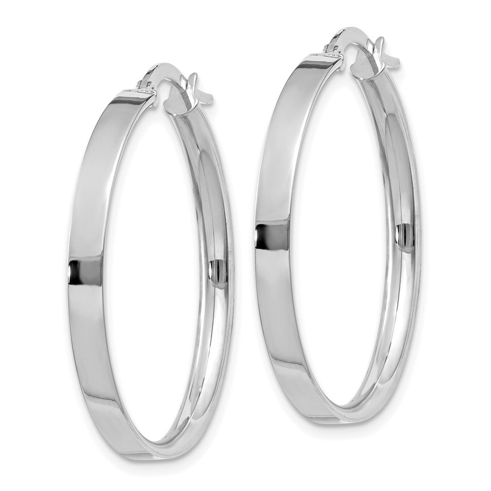 14K White Gold 3x Tube Hoop Earrings