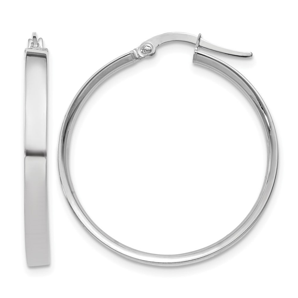 14K White Gold 3x Tube Hoop Earrings