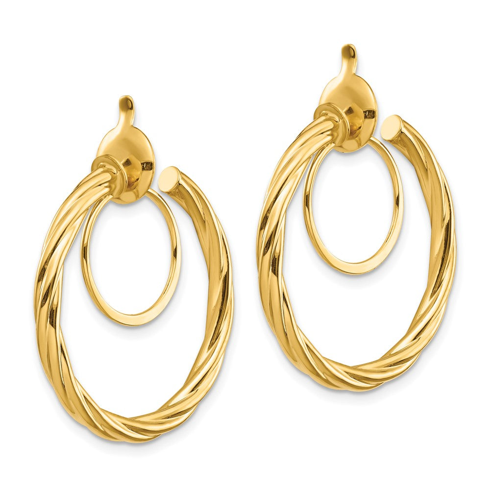 14K 2.25x Polished Twisted Tube Hoop Non-pierced Earrings