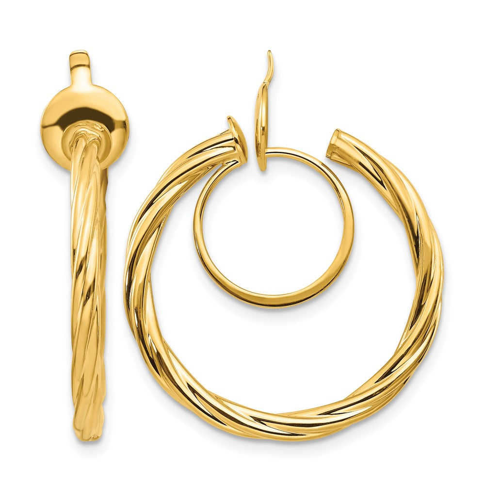 14K 2.25x Polished Twisted Tube Hoop Non-pierced Earrings
