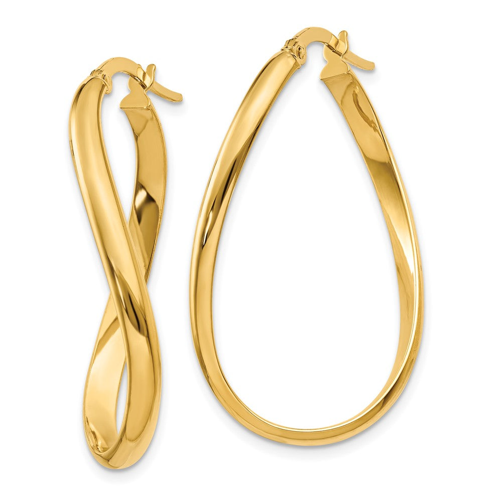 14k Twisted Oval Hoop Earrings