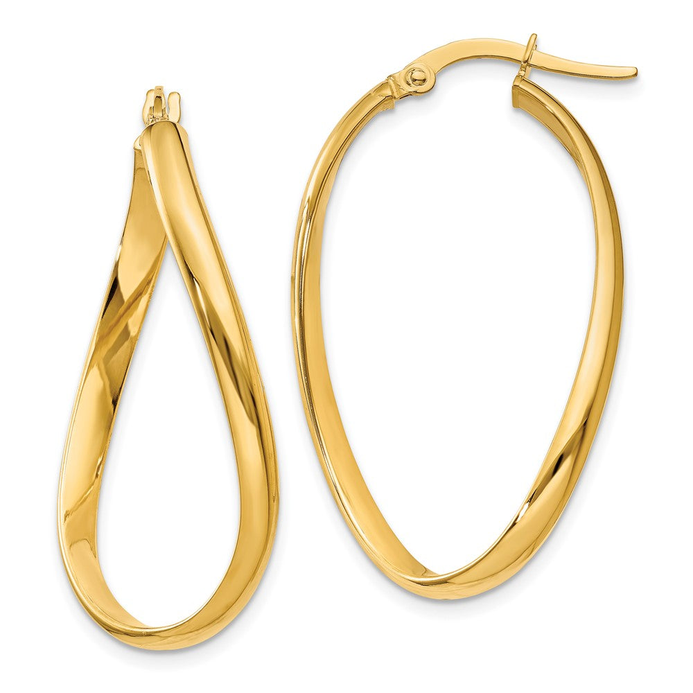 14k Twisted Oval Hoop Earrings