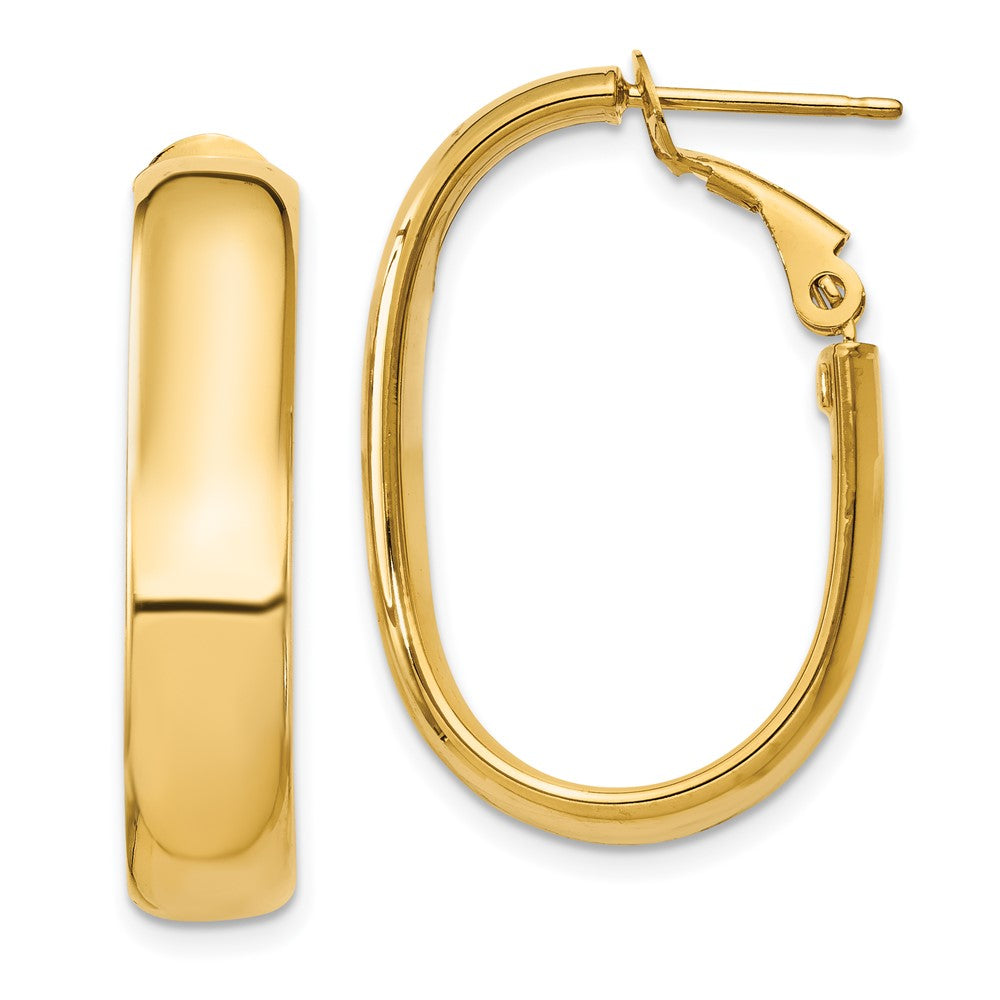 14k Oval Omega Back Hoop Earrings