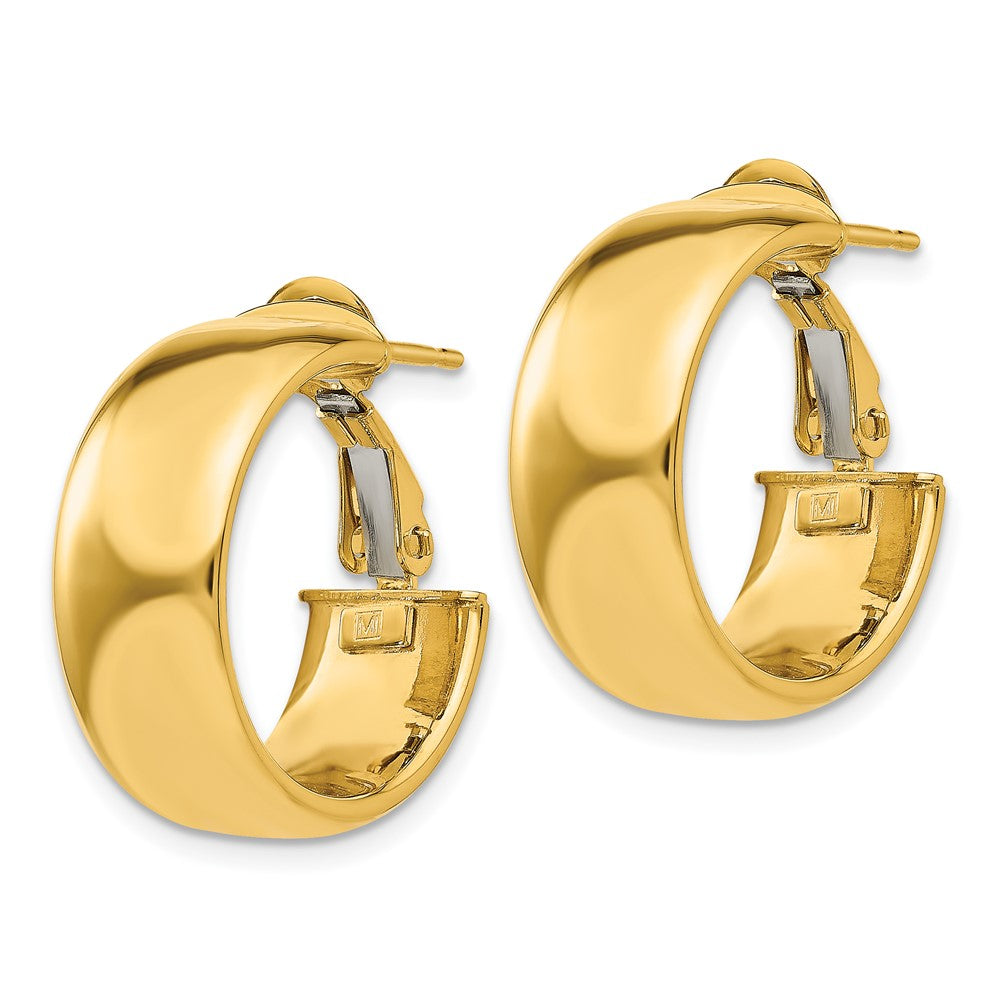 14k Small Omega Back Hoop Earrings