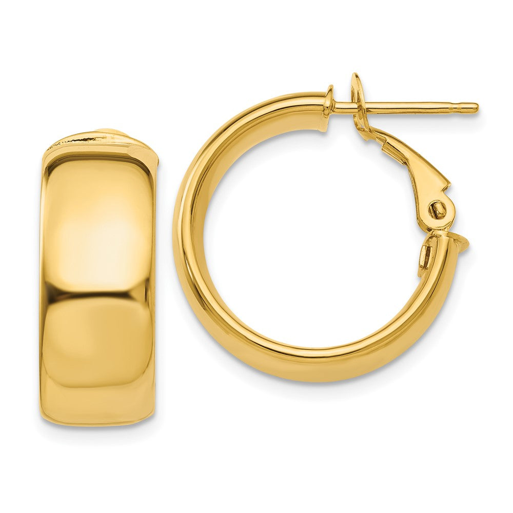 14k Small Omega Back Hoop Earrings