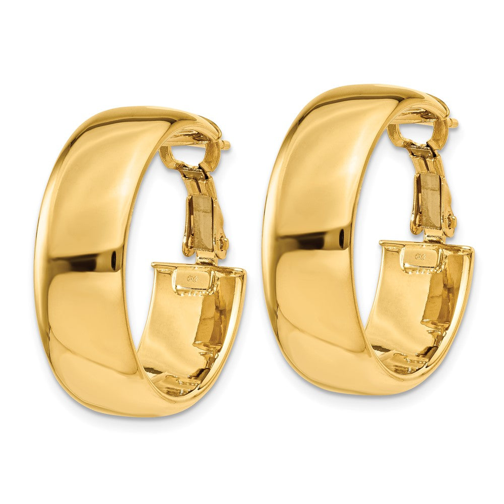 14k 8x Polished Flat Tube Omega Back Hoop Earrings