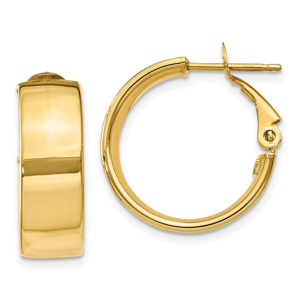 14k Polished Omega Back Hoop Earrings