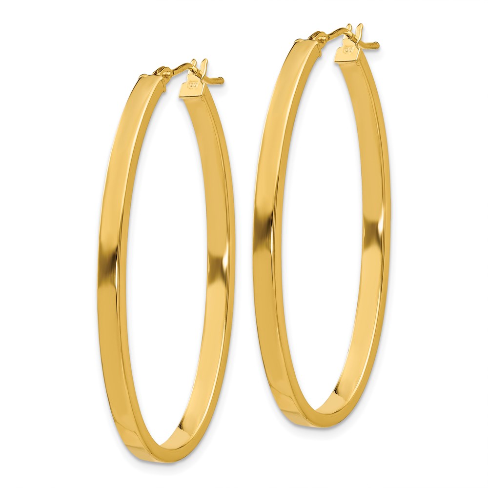 14k 3x Polished Oval Tube Hoop Earrings
